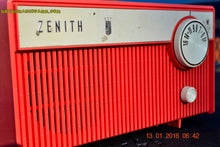 Load image into Gallery viewer, SOLD! - Feb 14, 2016 - BLUETOOTH MP3 READY -  Salmon Pink Retro Mid Century Deco Vintage 1959 Zenith F580 AM Tube Radio Sounds Great! - [product_type} - Zenith - Retro Radio Farm