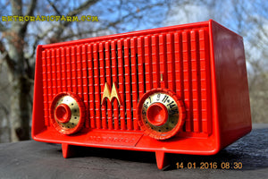 SOLD! - June 19, 2017 - Motorola 56R Bright Red 1957 AM Tube Radio Mid Century Vintage Rare! Works Great! - [product_type} - Motorola - Retro Radio Farm