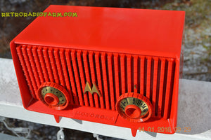 SOLD! - June 19, 2017 - Motorola 56R Bright Red 1957 AM Tube Radio Mid Century Vintage Rare! Works Great! - [product_type} - Motorola - Retro Radio Farm