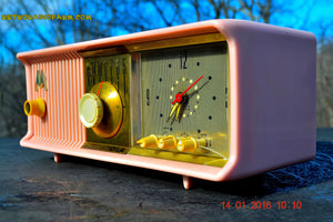 SOLD! - Mar 3, 2016 - MARILYN PINK Retro Jetsons 1957 Motorola 57CC Tube AM Clock Radio Totally Restored! - [product_type} - Motorola - Retro Radio Farm