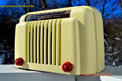 SOLD - Feb 2, 2016 - BLUETOOTH MP3 READY - Smart Looking 1947 Ivory Bendix Aviation Model 526A Bakelite AM Tube AM Radio Totally Restored!