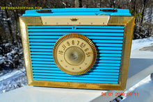 Charger l&#39;image dans la galerie, SOLD! - Dec 9, 2017 - CLEOPATRA Teal and Gold Vintage Antique Mid Century 1955 Bulova Companion Model 206 Portable Tube AM Radio Bling! Bling! - [product_type} - Bulova - Retro Radio Farm