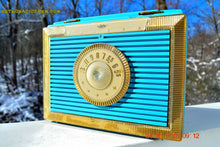 Load image into Gallery viewer, SOLD! - Dec 9, 2017 - CLEOPATRA Teal and Gold Vintage Antique Mid Century 1955 Bulova Companion Model 206 Portable Tube AM Radio Bling! Bling! - [product_type} - Bulova - Retro Radio Farm