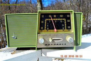 SOLD! - Feb 13, 2016 - OLIVE GREEN Mid Century Retro Vintage 1963 Motorola Model B2-1GQ2942 AM/FM Tube Radio Works Great! - [product_type} - Motorola - Retro Radio Farm