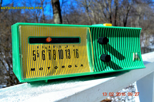 SOLD! - June 20, 2018 - SEA GREEN Mid Century Retro Jetsons 1957 Motorola 56H Tube AM Radio Works! - [product_type} - Motorola - Retro Radio Farm