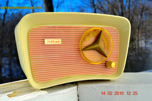 SOLD! - Mar 11, 2016 - SO JETSONS LOOKING Retro Vintage Pink and Black 1959 Travler T-204 AM Tube Radio So Cute! - [product_type} - Travler - Retro Radio Farm