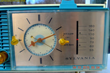 Charger l&#39;image dans la galerie, SOLD! - Apr 14, 2016 - SLATE BLUE Mid Century Retro Jetsons 1964 Sylvania Model AK22 Tube AM Clock Radio Totally Restored! - [product_type} - Sylvania - Retro Radio Farm