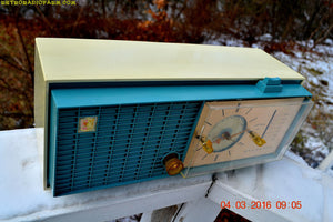 SOLD! - Apr 14, 2016 - SLATE BLUE Mid Century Retro Jetsons 1964 Sylvania Model AK22 Tube AM Clock Radio Totally Restored! - [product_type} - Sylvania - Retro Radio Farm