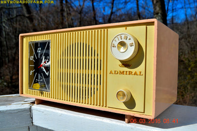 SOLD! - Apr 15, 2017 - BLUETOOTH MP3 READY - PINK AND CREAM Two Tone Mid Century Retro Admiral Tube AM Radio  Model Y3037A Works Great!