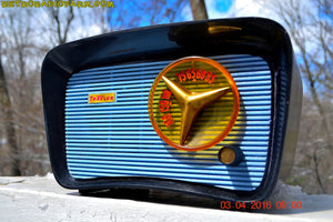 SOLD! - Apr 4, 2016 - BLUETOOTH MP3 READY - SO JETSONS LOOKING Retro Vintage AQUA and BLACK 1959 Travler T-204 AM Tube Radio WORKS! - [product_type} - Travler - Retro Radio Farm