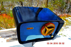 SOLD! - Apr 4, 2016 - BLUETOOTH MP3 READY - SO JETSONS LOOKING Retro Vintage AQUA and BLACK 1959 Travler T-204 AM Tube Radio WORKS! - [product_type} - Travler - Retro Radio Farm