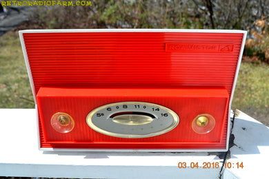 SOLD! - Jan. 10, 2018 - RED AND WHITE Retro Jetsons Vintage 1957 RCA Victor Model 1-X-3B AM Tube Radio Stunning!