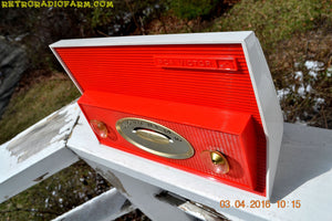 SOLD! - Jan. 10, 2018 - RED AND WHITE Retro Jetsons Vintage 1957 RCA Victor Model 1-X-3B AM Tube Radio Stunning! - [product_type} - RCA Victor - Retro Radio Farm