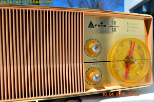 SOLD! - Dec 2, 2019 - MAUVE PINK Retro Mid Century Jetsons Vintage 1962 Arvin Model 2585 AM FM Tube Radio Amazing! - [product_type} - Arvin - Retro Radio Farm