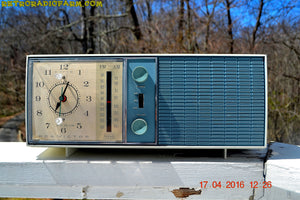 SOLD! - May 4, 2016 - SLATE BLUE Mid Century Antique Retro Vintage 1963 RCA Victor Model RGS19A AM/FM Tube Clock Radio Works Great! - [product_type} - RCA Victor - Retro Radio Farm