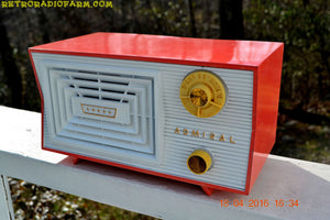 SOLD! - June 7, 2016 - SALMON and White Mid Century Retro Antique 1956 Admiral Model 5C41 Tube AM Radio Totally Restored! - [product_type} - Admiral - Retro Radio Farm