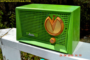 SOLD! - Apr 12, 2017 - BLUETOOTH MP3 READY - Grasshopper Green Retro Jetsons Vintage 1955 Arvin 951T AM Tube Radio Works Great! - [product_type} - Arvin - Retro Radio Farm
