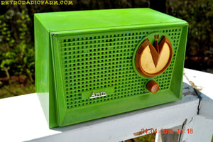 SOLD! - Apr 12, 2017 - BLUETOOTH MP3 READY - Grasshopper Green Retro Jetsons Vintage 1955 Arvin 951T AM Tube Radio Works Great! - [product_type} - Arvin - Retro Radio Farm