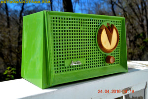 SOLD! - Apr 12, 2017 - BLUETOOTH MP3 READY - Grasshopper Green Retro Jetsons Vintage 1955 Arvin 951T AM Tube Radio Works Great!