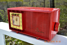画像をギャラリービューアに読み込む, SOLD! - Dec. 14, 2017 - CARDINAL RED Retro Space Age 1955 Sylvania R5484-5768 Tube AM Clock Alarm Radio Almost Pristine! - [product_type} - Sylvania - Retro Radio Farm