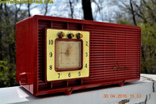 Charger l&#39;image dans la galerie, SOLD! - Dec. 14, 2017 - CARDINAL RED Retro Space Age 1955 Sylvania R5484-5768 Tube AM Clock Alarm Radio Almost Pristine! - [product_type} - Sylvania - Retro Radio Farm