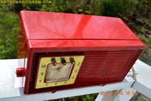 Charger l&#39;image dans la galerie, SOLD! - Dec. 14, 2017 - CARDINAL RED Retro Space Age 1955 Sylvania R5484-5768 Tube AM Clock Alarm Radio Almost Pristine! - [product_type} - Sylvania - Retro Radio Farm