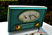 Load image into Gallery viewer, SOLD! - July 11, 2016 - TURQUOISE-ISH and Ivory-ish Retro Jetsons Vintage 1959 RCA Victor Model 1-RD-45 AM Tube Clock Radio Totally Restored! - [product_type} - RCA Victor - Retro Radio Farm