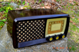 SOLD! - July 4, 2016 - BLUETOOTH MP3 Ready - Bread Box Style Brown Retro Jetsons Vintage 1955 Silvertone Model 2014 AM Tube Radio Totally Restored! - [product_type} - Silvertone - Retro Radio Farm
