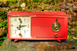 SOLD! - May 30, 2016 - BLUETOOTH MP3 Ready - Salmon Pink Mid Century Jetsons 1959 Zenith Model E514A Tube AM Clock Radio Works Great! - [product_type} - Zenith - Retro Radio Farm