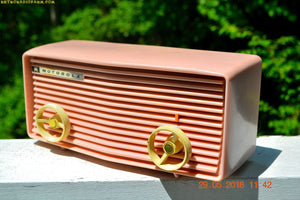 SOLD! - Sept 12, 2016 - BLUETOOTH MP3 READY - Princess Pink Retro Jetsons 1959 Motorola Model 57R Tube AM Clock Radio Totally Restored! - [product_type} - Motorola - Retro Radio Farm