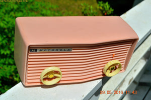 SOLD! - Sept 12, 2016 - BLUETOOTH MP3 READY - Princess Pink Retro Jetsons 1959 Motorola Model 57R Tube AM Clock Radio Totally Restored! - [product_type} - Motorola - Retro Radio Farm