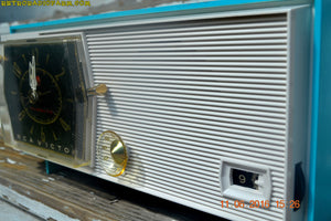 SOLD! - June 13, 2016 - BLUETOOTH MP3 Ready - Turquoise and White Retro Jetsons Vintage 1957 RCA Victor Model C-2E AM Tube Radio Works Great! - [product_type} - RCA Victor - Retro Radio Farm