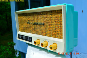 SOLD! - Aug 15, 2016 - BLUETOOTH MP3 READY - AQUAMARINE BLUE Retro Jetsons Vintage 1959 Arvin 2585 AM Tube Radio WORKS! - [product_type} - Arvin - Retro Radio Farm