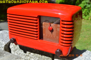 SOLD! - July 4, 2016 - BLUETOOTH MP3 Ready - LIPSTICK RED Vintage Deco Retro 1948 Philco Transitone 48-200 AM Bakelite Tube Radio Works! - [product_type} - Philco - Retro Radio Farm