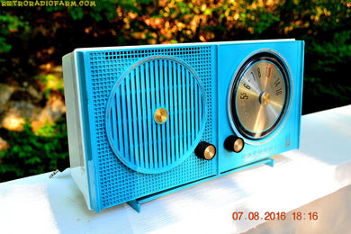SOLD! - Sept 1, 2016 - BLUETOOTH MP3 READY - Sky Blue Beauty Mid Century Retro 1962 Motorola Model A23B Tube AM Radio Totally Restored!