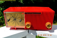 Charger l&#39;image dans la galerie, SOLD! - Oct 25, 2016 - CARDINAL Red Retro Jetsons 1957 Motorola Model 56CS34 Tube AM Clock Radio Totally Restored! - [product_type} - Motorola - Retro Radio Farm