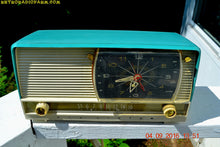 Load image into Gallery viewer, SOLD! - Oct 22, 2016 - BEAUTIFUL Turquoise And White Retro Jetsons 1958 RCA Victor 9-C-71 Tube AM Clock Radio Works Great But Has Cracks! - [product_type} - RCA Victor - Retro Radio Farm