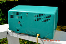 Load image into Gallery viewer, SOLD! - Oct 22, 2016 - BEAUTIFUL Turquoise And White Retro Jetsons 1958 RCA Victor 9-C-71 Tube AM Clock Radio Works Great But Has Cracks! - [product_type} - RCA Victor - Retro Radio Farm