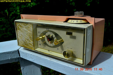 SOLD! - Oct 3, 2016 - LUSCIOUS PINK Mid Century Retro 1961 Arvin Model 53R27 AM Tube Clock Radio Works Great Looks Great!