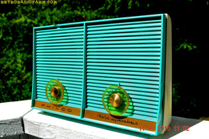 SOLD! - Dec 10. 2017 - TURQUOISE Twin Speaker Retro Vintage 1959 Philco Model J-845-124 AM Tube Radio Totally Restored! - [product_type} - Philco - Retro Radio Farm