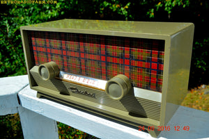 SOLD! - Oct 19, 2017 - SCOTTISH TARTAN Khaki Green Retro Vintage 1954 Capehart Model T-54 AM Tube Radio Totally Restored! - [product_type} - Capehart - Retro Radio Farm