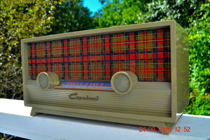 SOLD! - Oct 19, 2017 - SCOTTISH TARTAN Khaki Green Retro Vintage 1954 Capehart Model T-54 AM Tube Radio Totally Restored! - [product_type} - Capehart - Retro Radio Farm