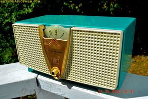 SOLD! - Dec 13, 2016 - ABSOLUTELY TURQUOISE Twin Speaker Retro Vintage 1959 Philco Model E-816-124 AM Tube Radio Totally Restored!