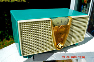 SOLD! - Dec 13, 2016 - ABSOLUTELY TURQUOISE Twin Speaker Retro Vintage 1959 Philco Model E-816-124 AM Tube Radio Totally Restored! - [product_type} - Philco - Retro Radio Farm
