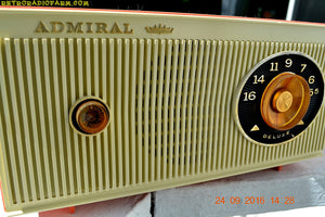 SOLD! - Jan 25, 2017 - CORAL PINK and White Mid Century Retro 1959 Admiral Model 3012A Tube AM Radio Totally Restored! - [product_type} - Admiral - Retro Radio Farm