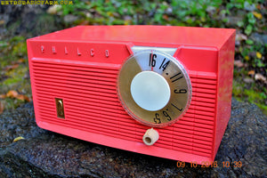 SOLD! - May 31, 2019 - Coral Pink Mid Century Retro Antique 1958 Philco Model F815-124 Tube AM Radio Totally Restored!