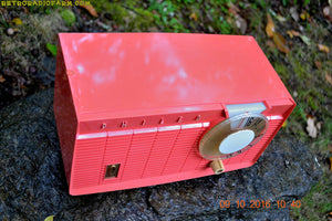 SOLD! - May 31, 2019 - Coral Pink Mid Century Retro Antique 1958 Philco Model F815-124 Tube AM Radio Totally Restored! - [product_type} - Philco - Retro Radio Farm