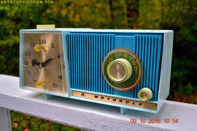 SOLD! - Nov 26, 2017 - BLUE ON BLUE BEAUTY Motorola C18B Clock Radio 1962 Tube AM Clock Radio Totally Restored! Rare!