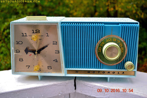 SOLD! - Nov 26, 2017 - BLUE ON BLUE BEAUTY Motorola C18B Clock Radio 1962 Tube AM Clock Radio Totally Restored! Rare! - [product_type} - Motorola - Retro Radio Farm