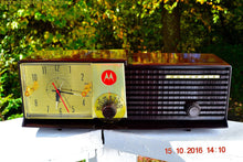 Load image into Gallery viewer, SOLD! - Dec 17, 2016 - IMMACULATE Expresso Bi-level Retro Jetsons 1957 Motorola 57CD Tube AM Clock Radio Pristine! - [product_type} - Motorola - Retro Radio Farm